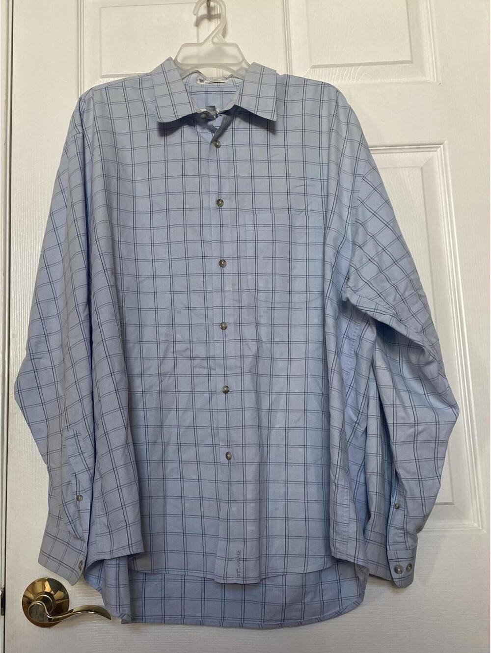 Geoffrey Beene Men's XL Dress Shirt Light Blue Checkered